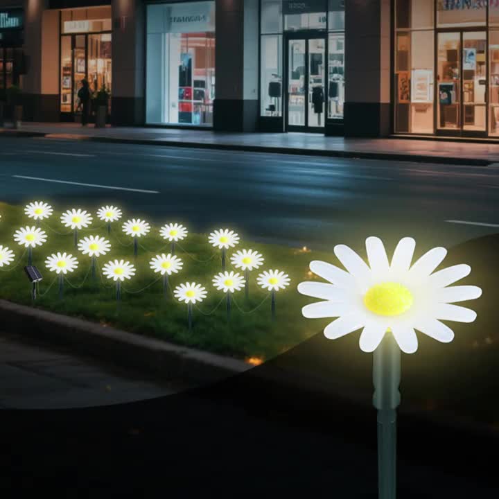 10-Piece/Set Solar Garden Flower Light, Daisy Design, 8 Lighting Modes, Suitable for Stairs, Fence, Garden, Balcony, Courtyard Decoration, IPX4 Outdoor Solar Light, Perfect for Valentine's Day and Holiday Celebrations