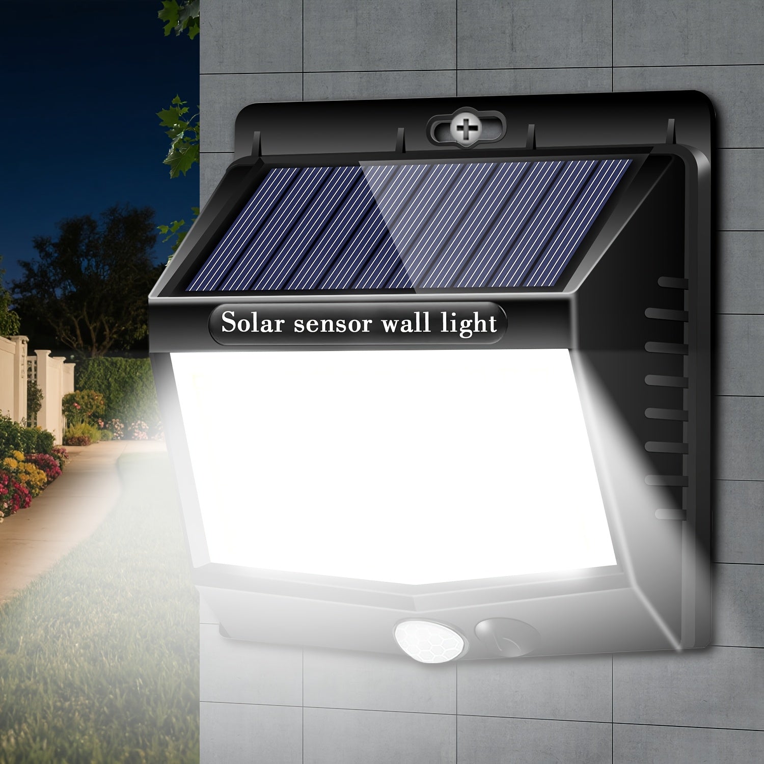 1/2/4 Pack Outdoor Solar Street Light, with 118 LEDs, Motion Sensor and Light Sensor Wall Light, IP65, Exterior Wall Light with 3 Modes, Perfect for Courtyard, Garage, Porch and Garden Lighting, LED Smart Night Light, Dusk-to-Dawn Searchlight