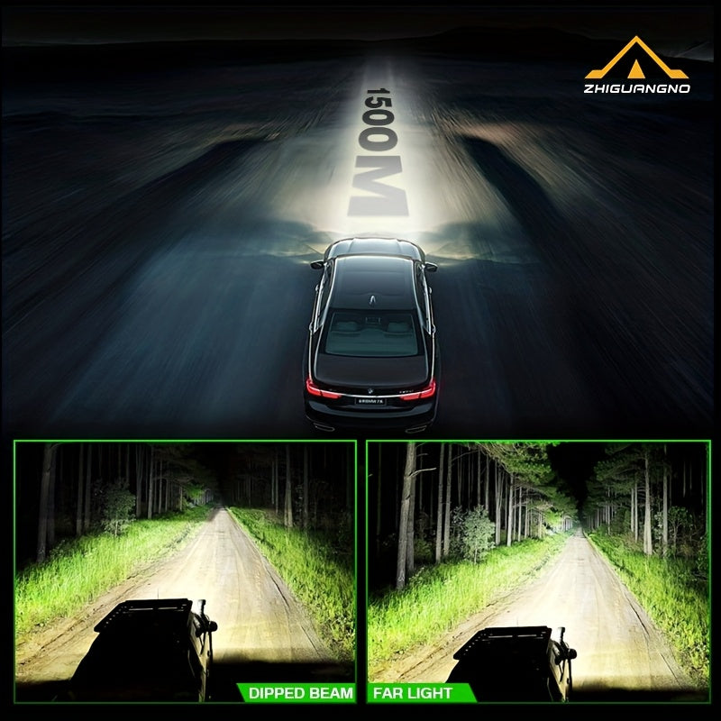 2-Pack Car LED Headlight H4 Super Bright Mini Lens Bulb Focused Beam with Cut-off Line Adjustable CNC Chuck for Different Light Types Plug-and-Play Mini Size with Cooling Fan Car Headlight Fits All Car Models No Battery Needed