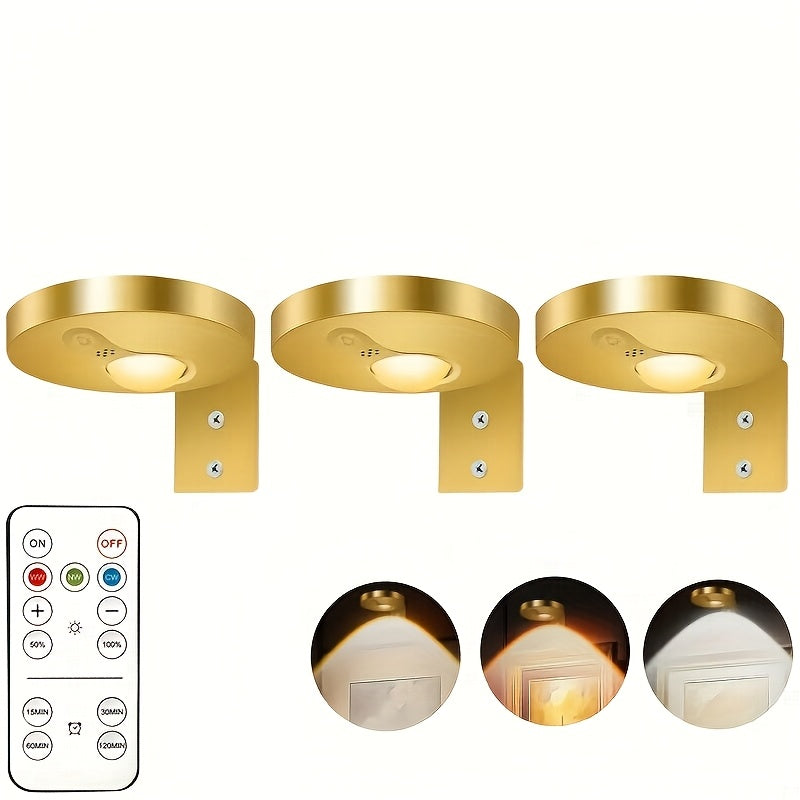 3/6 pack, black and gold cabinet light control set, ultra-thin 1cm (0.7 inch) thickness, rechargeable, magnetic design, display case light, showcase light, ambiance light, spotlight, puck light