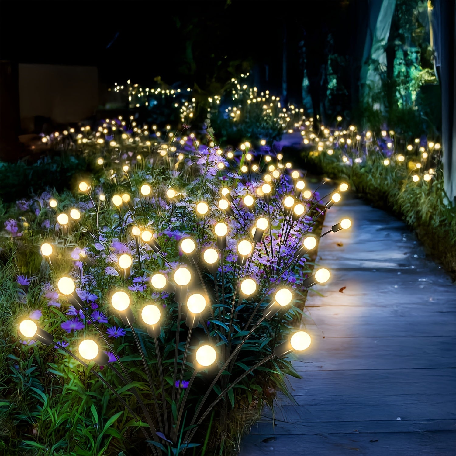 6 Pack 60 LED Solar Firefly Light, Warm White 8 Lighting Modes; 4 Pack 40 LED Solar Decorative Light, Smart Light Sensor, Perfect for Gift Giving, Garden, Lawn, Corridor, Wedding Party, Christmas, Halloween and Various Festival Decorations