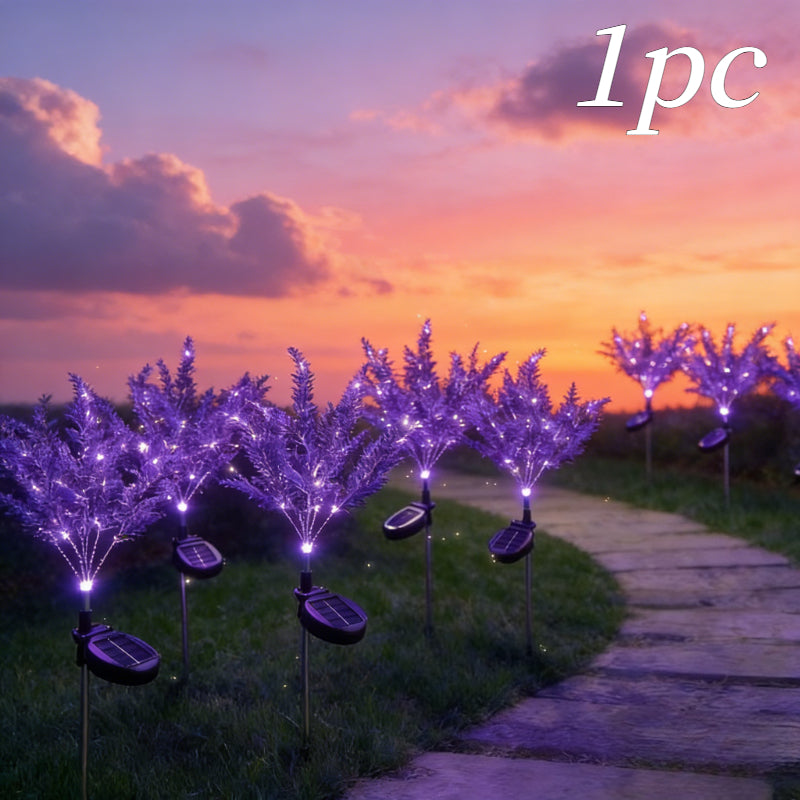 7-Head Purple Solar Lavender Garden Light - Outdoor Landscape Spotlight with Light Sensor, Perfect for Pathways, Courtyards, Porches, Lawns, Wedding & Festival Party Decor, Weather-Resistant Plastic Design, Solar Courtyard Decoration