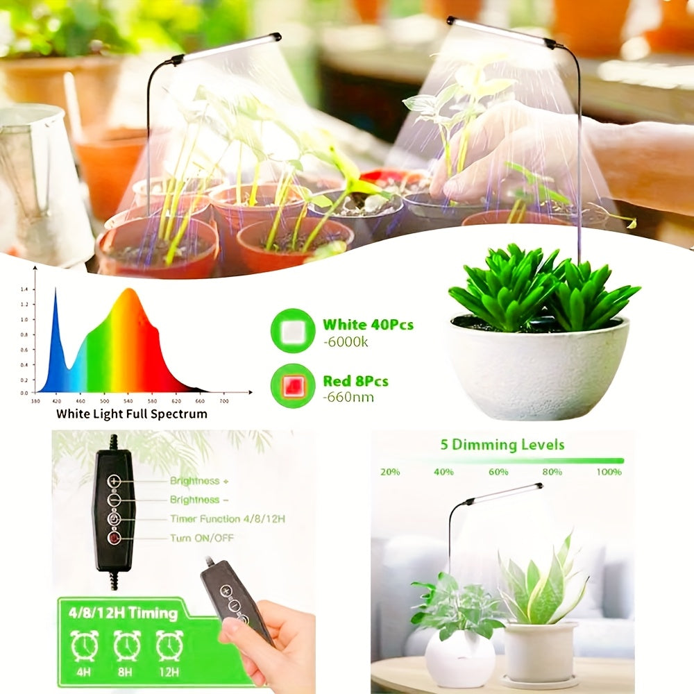LED Plant Grow Light, USB Mini Full Spectrum Plant Light, 6000K Horticulture Grow Lamp with Control, Perfect for Indoor Plant Cultivation and Flowering