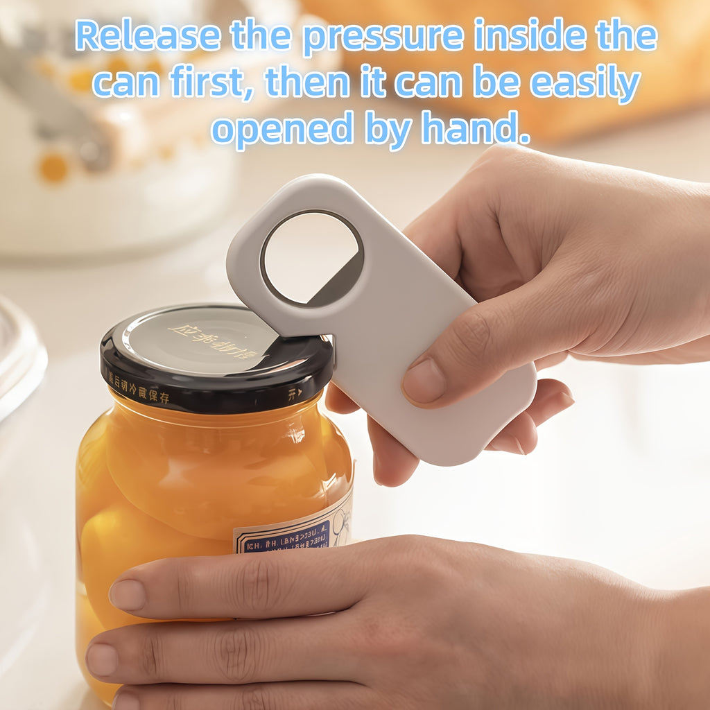 Stainless Steel Bottle Opener - 3-in-1 Jar Lid Opener Tool, Household Kitchen Can & Beer Bottle Cap Opener, Non-Slip & Effort-Saving