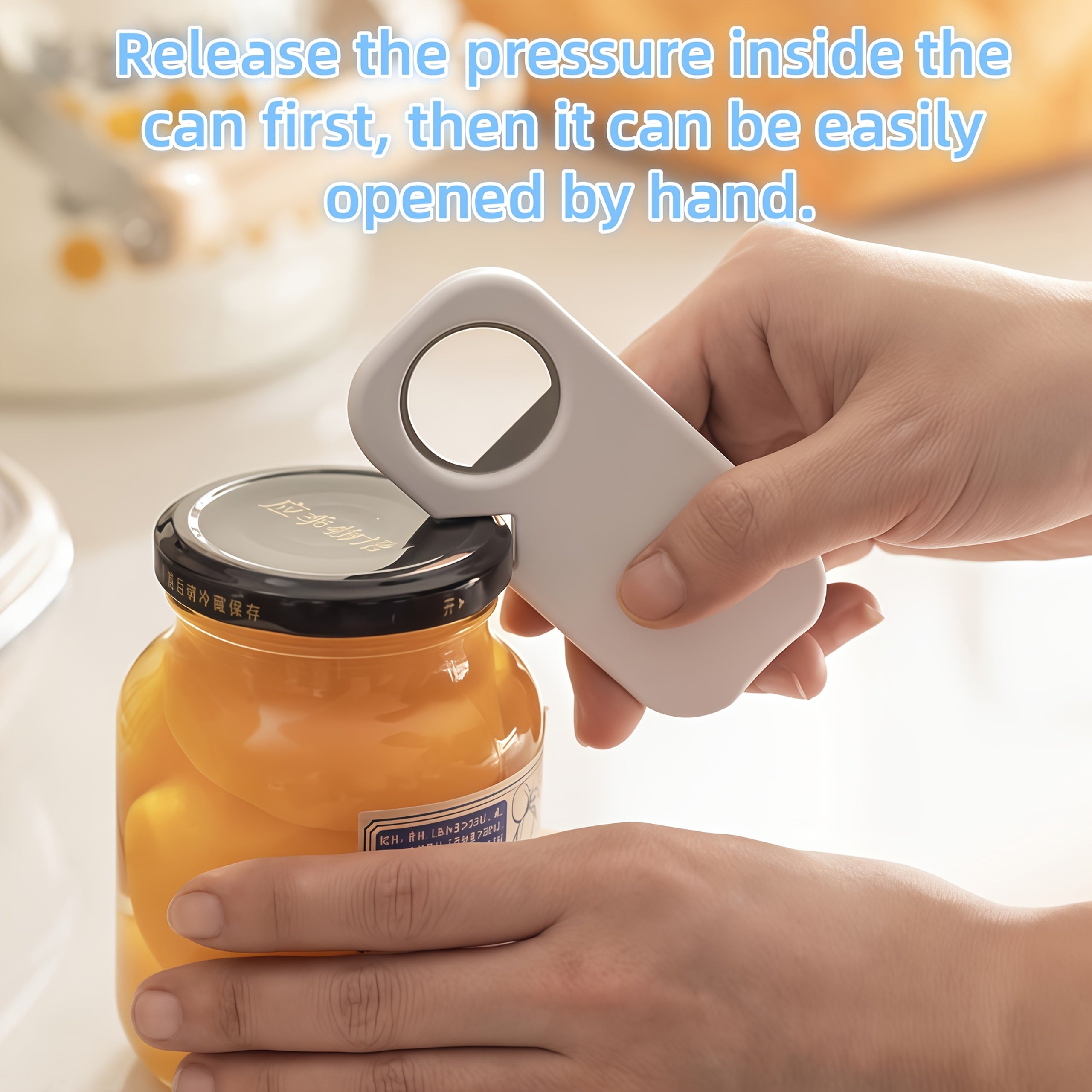 Stainless Steel Bottle Opener - 3-in-1 Jar Lid Opener Tool, Household Kitchen Can & Beer Bottle Cap Opener, Non-Slip & Effort-Saving