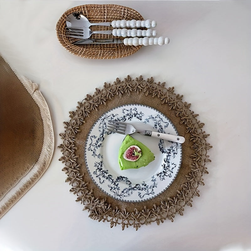Vintage Floral Flat Plate, Mid-Century Style Dinnerware, Ceramic Plate for Western Food, Pasta, Dessert, Cake, Breakfast