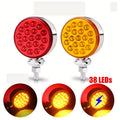 1 or 2-Pack 12V 24V LED Dual Round Light, Truck & Trailer Marker Light, Yellow & Red, Battery-Free