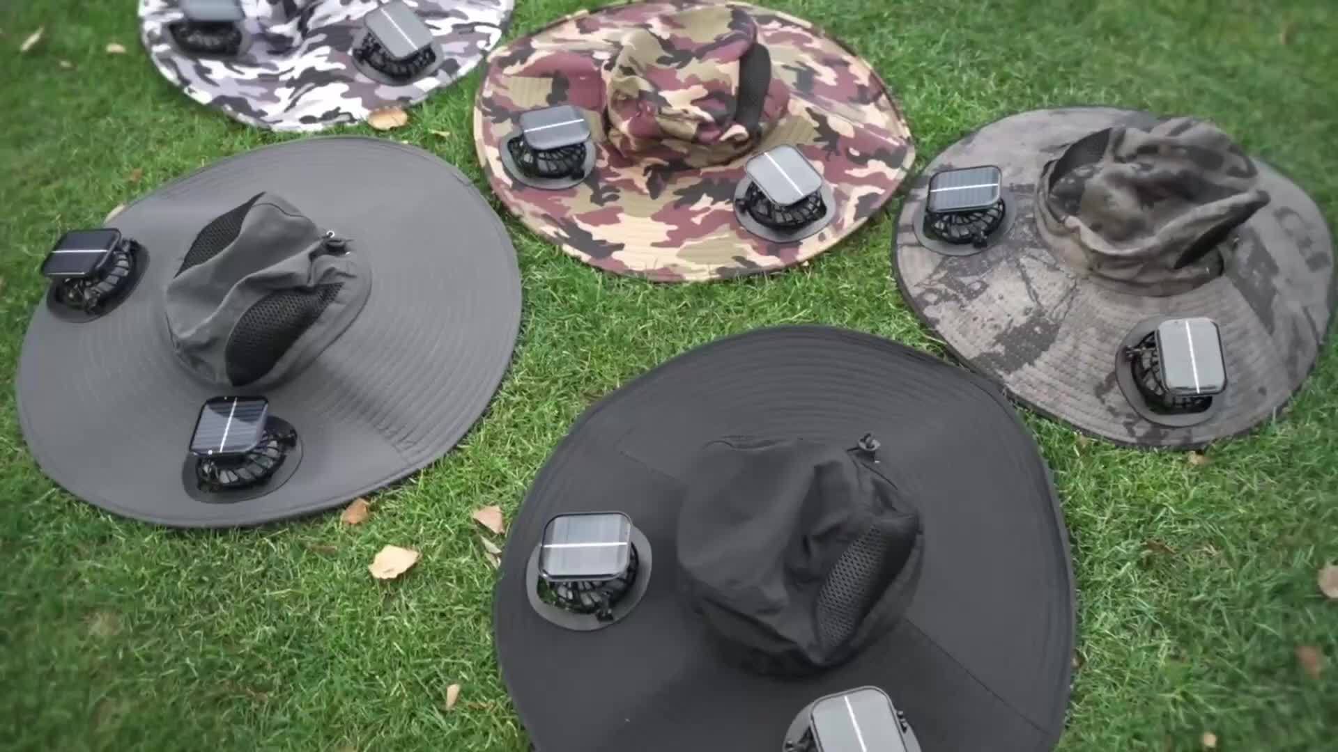 Solar Fan Sun Hat, Rechargeable with Charging Port, Summer Outdoor Wide Brim Bucket Hat, Adjustable Chin Strap, Breathable Mesh, Perfect for Outdoor Sports and Beach Activities