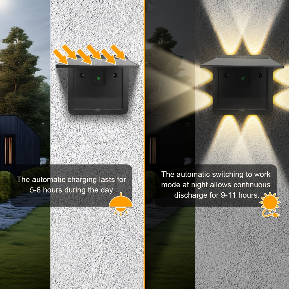 2-Pack Solar Wall Washer Light, 2200mAh Battery, Solar Outdoor Light, Solar Wall Light, Adjustable Solar Panel, 12-Hour Runtime, Suitable for Halloween, Garage, Garden, Porch, Courtyard, Villa Decoration