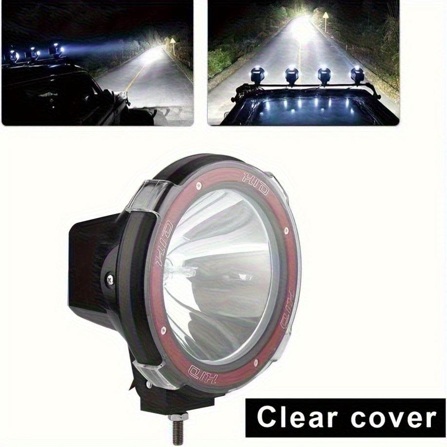 7 Inch HID Offroad Light 12-24V 55W Vehicle Work Light Clear & Amber Cover 4x4 Offroad Rally Round Light for SUV ATV Boat Lighting