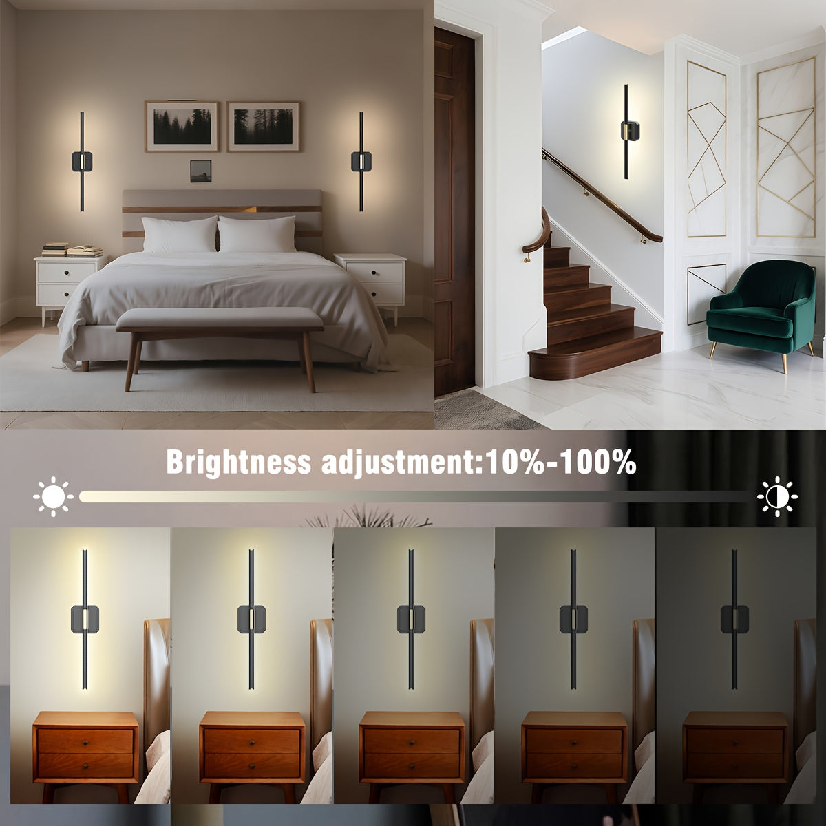 2 Sets Rechargeable Wall Light, Wireless Dimmable Wall Lamp with Remote Control, 360° Rotatable, Timer Function, 3000K - 6500K Adjustable LED, 28.3-Inch 10000mAh Wall Light, Suitable for Bedroom, Hallway, Living Room, Holiday Gift