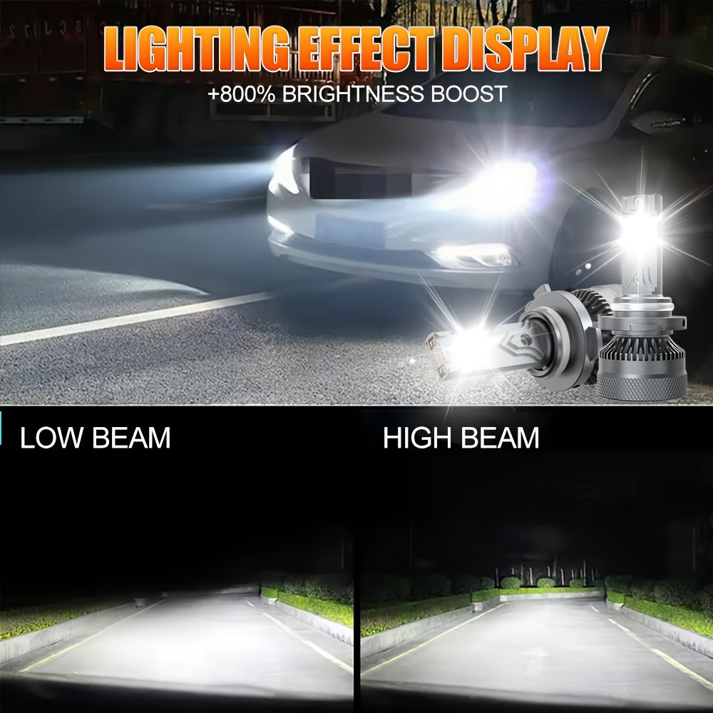 2pcs H1 H4/9003/HB2 H7/H18 H16/H11/H9/H8 9005/HB3 9006/HB4 9012/HIR2 LED 汽车大灯，800%高亮度 3570 CSP 芯片 240W 28400LM 远近光雾灯快速散热 即插即用，不含电池.O130