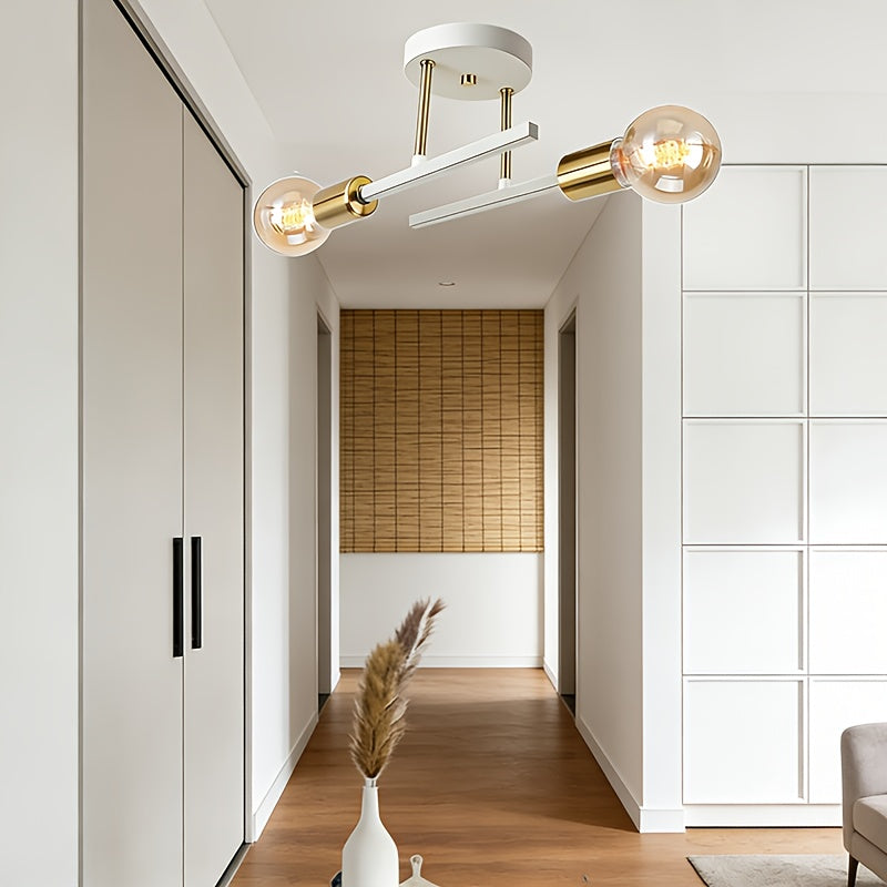 1 piece square tube pendant light, classic gold, black iron ceiling fixture, minimalist home decorative lighting, voltage 110-240V, suitable for bedroom, kitchen, living room, dining room and study