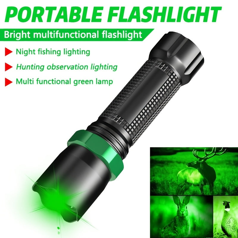 1PC Portable Green Flashlight Bright USB Rechargeable Night Walking Torch Multifunctional Emergency Light for Fishing Machine Detection Fluorescent Leak Detection Rescue Signal Identification Emergency Lighting