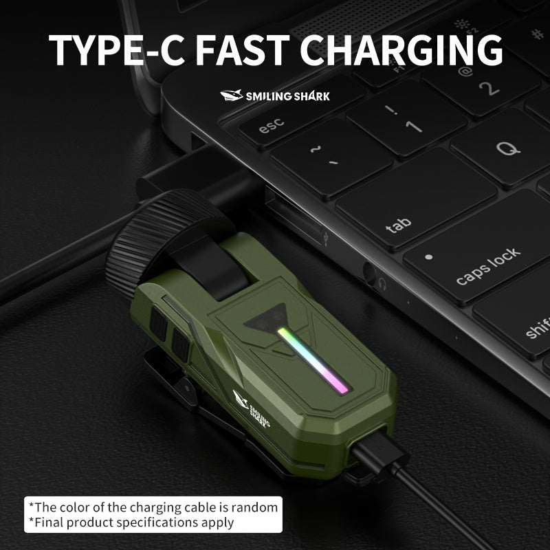 Smiling Shark Mini LED Flashlight Magnetic Base Super Bright EDC Clip Light Portable Pocket Cap Clip Flashlight for Camping Hiking Repair Emergency
