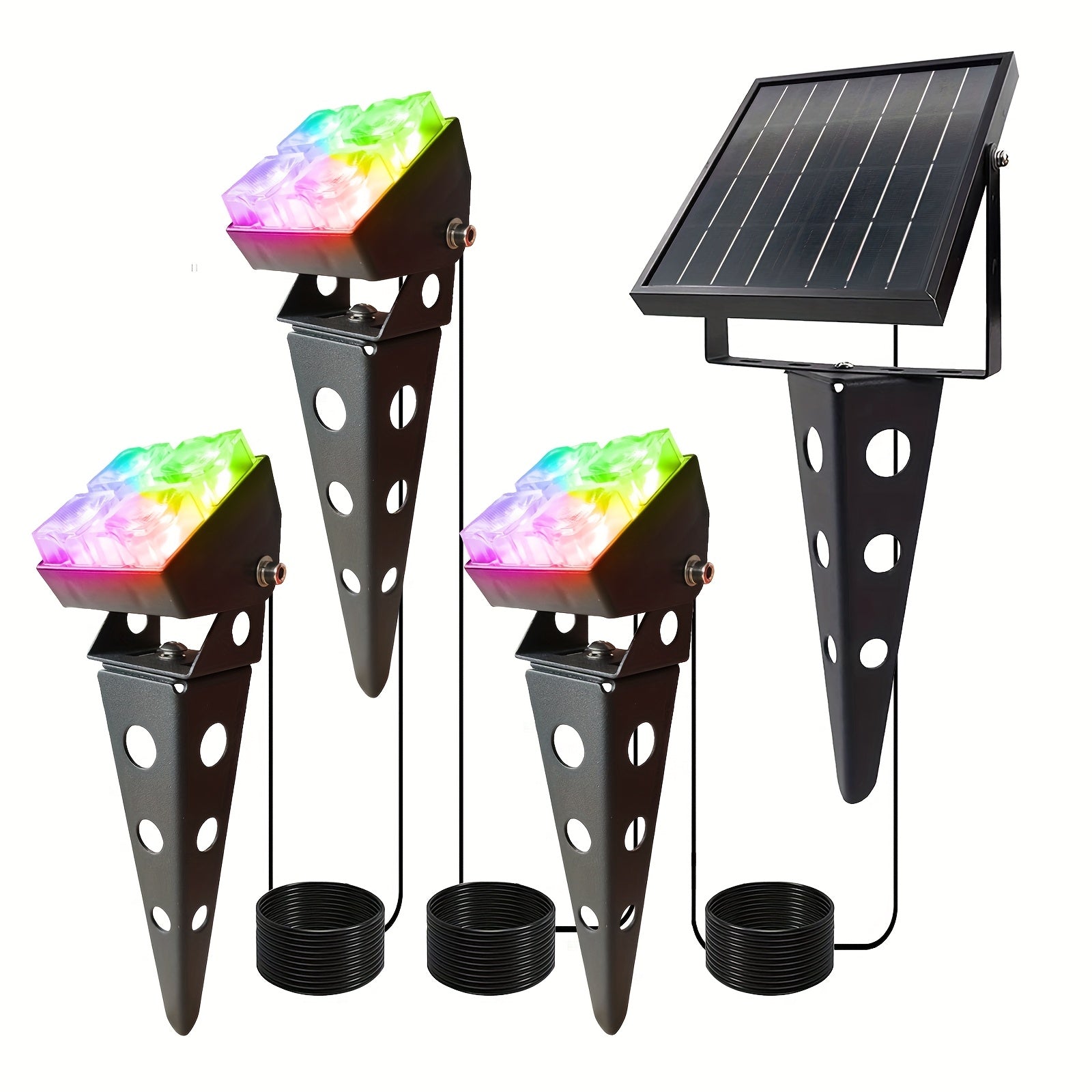 1pc color-changing solar light outdoor IP68 waterproof RGB landscape spotlight, 3-in-1 metal waterproof automatic switch dusk-to-dawn decorative light, outdoor spotlight suitable for houses, trees, gardens, courtyards
