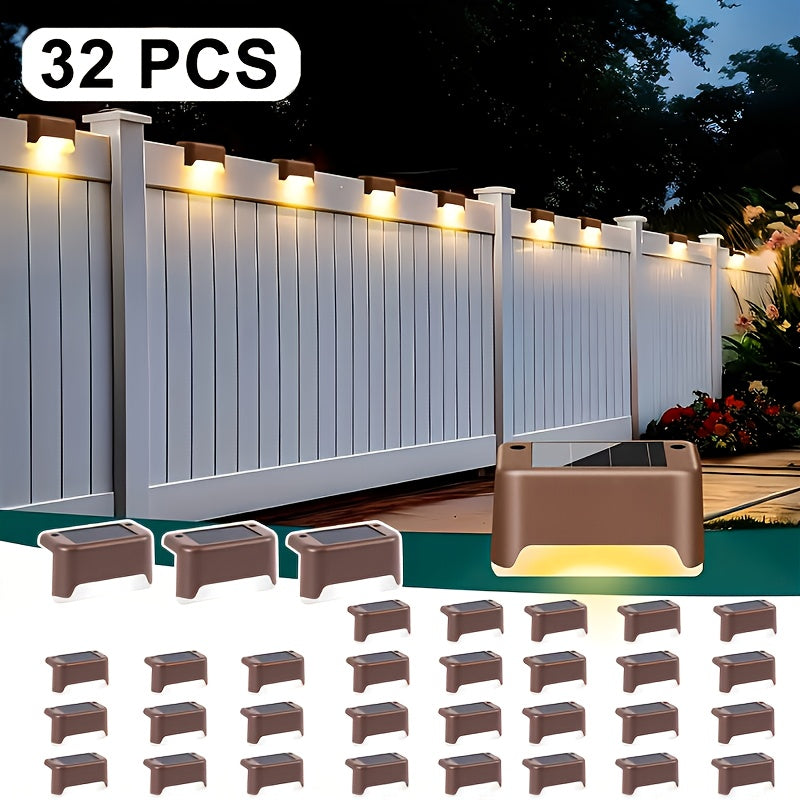 32/16/8/4 Pack Solar Outdoor Courtyard Light - Waterproof LED Warm White Landscape Lighting, Durable Matte Metal Finish, Auto On/Off Solar Light, Perfect for Stairs, Steps, Fences, Courtyards and Pathways, Sturdy Structure