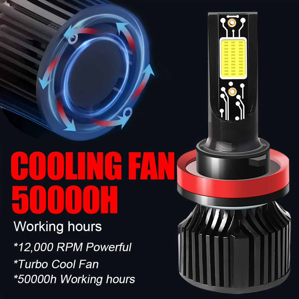 2-Pack Car LED Headlights H4 Bulbs 20000 Lumens High/Low Beam Integrated Universal for H1, H4, H7, H11 CSP Chip CANbus Error-Free 360° Beam Angle Compatible with HB3/9005, HB4/9006, HIR2/9012-G03 No Battery Design Fits 99%