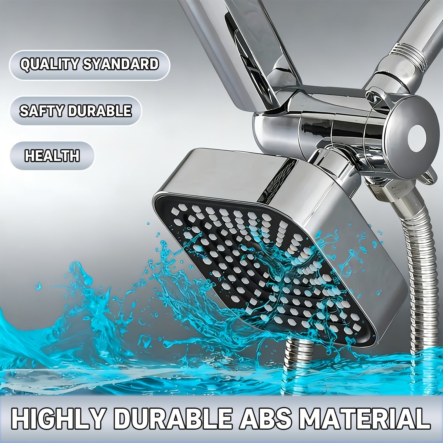 2-in-1 Handheld Shower with Extended Hose (High Pressure Rain Shower System) | Heavy Duty ABS Wall Mount Shower Set with T-Diverter Valve, Polished Finish, Full Body Coverage, Quick Installation (No Electricity) – Modern Bathroom Upgrade
