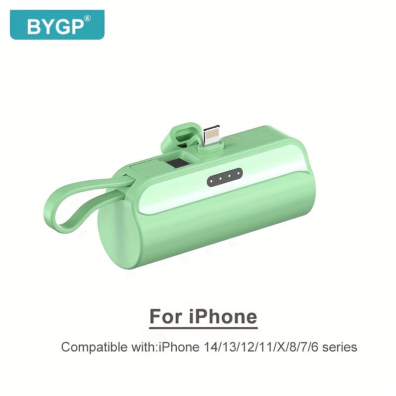 1pc BYGP 5000mAh Mini Power Bank - The thinnest Lightning and Type-C portable charger, suitable for iPhone 15/14/13, for samsung/Android mini emergency backup battery pack