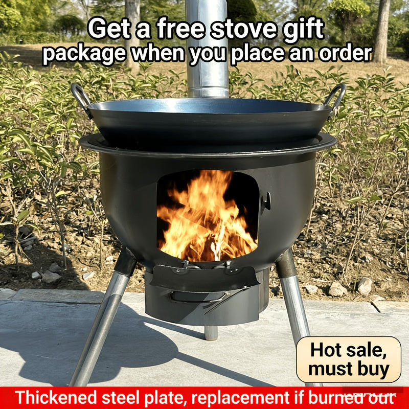 Large Wood Burning Stove, New Rural Multi-Functional Portable Wood Cooker for Iron Pot, Heating Stove