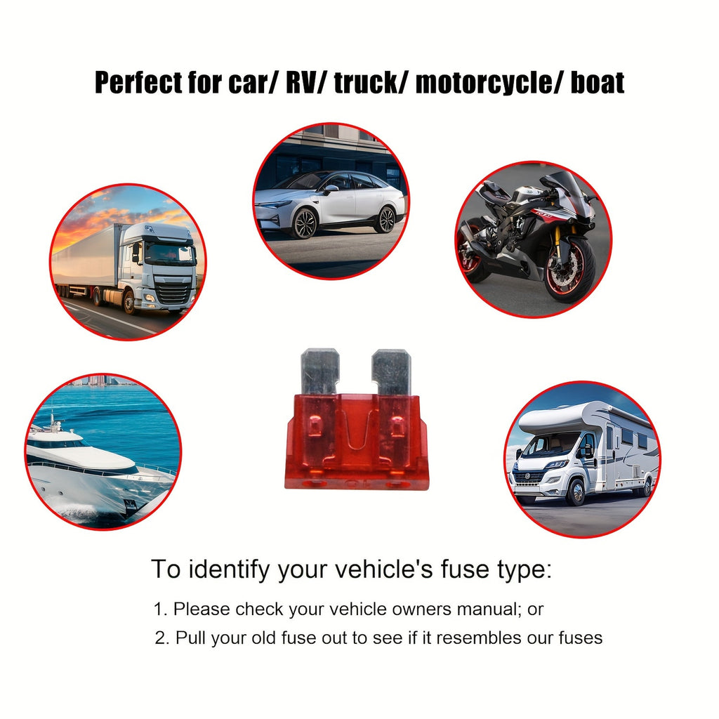 10Pcs Ultra-Thin Automotive Fuses 5A-30A, Blade Fuses for Cars, Boats, Trucks, SUVs, Replacement Fuses
