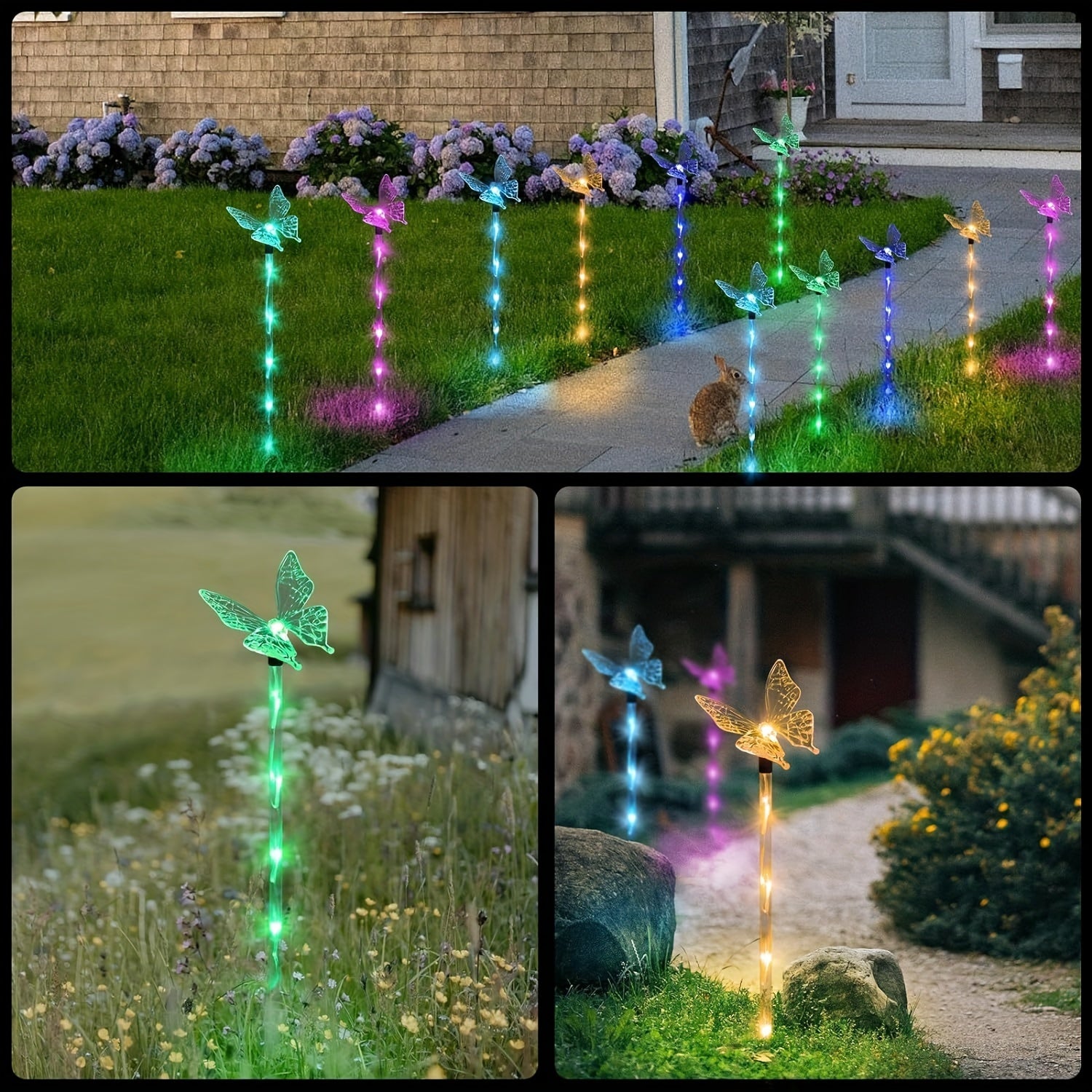 6-Piece Outdoor Butterfly Solar Light, Garden Decorative Light Solar Pathway Light Outdoor Waterproof Butterfly Courtyard Decoration, Patio, Flower Bed, Home Decoration (8 Modes)