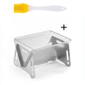 2-Piece Outdoor Foldable BBQ Grill, Stainless Steel Cassette Stove, Portable Charcoal Stove, Garden Party Camping Supplement. Includes 1 BBQ Grill + 1 Basting Brush/