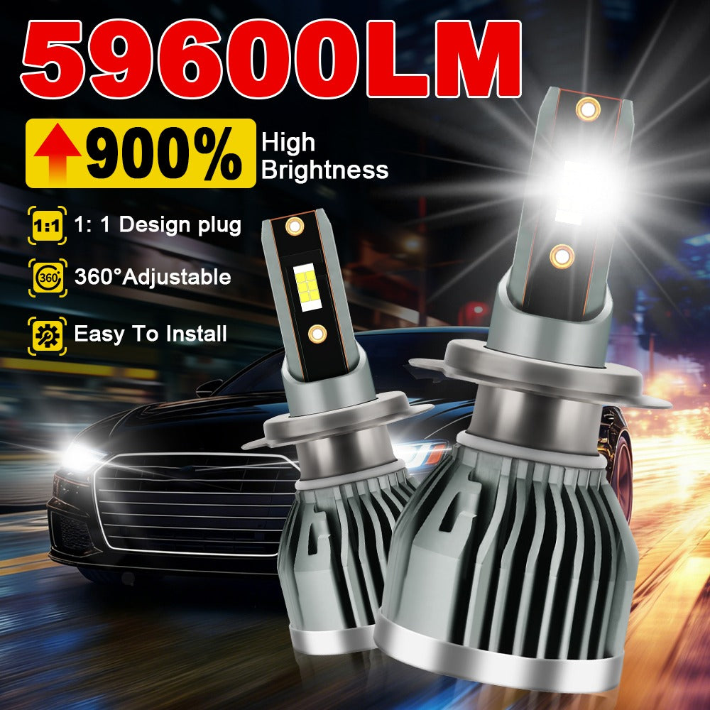 2-Pack H1 H3 H7 H11 9005 9006 H4 H13 9007 9004, Super Bright Spotlight 6000K Super Bright White Light High/Low Beam Fog Light LED Car Headlights 59600 Lumens 250W Fog Light Universal Fit 900% High Brightness