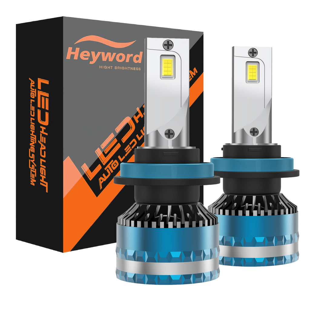 Heyword 2-Pack LED Headlight Bulbs - Compatible with H11, H7, H4 | Super Bright White Light | Easy Installation | High/Low Beam Integrated | Fits Most Cars and Motorcycles