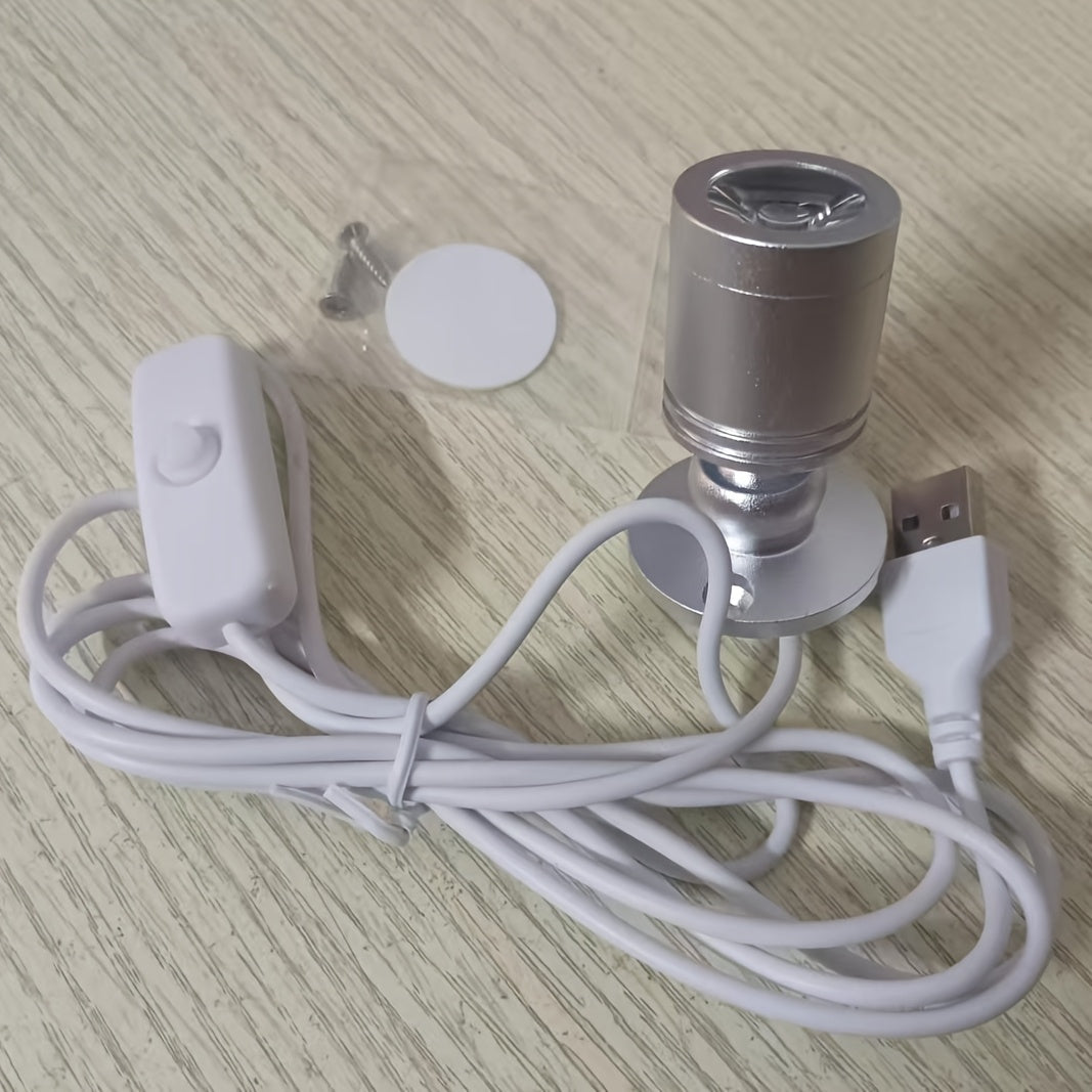 Mini rotatable LED USB 5V 1W 3W small spotlight, all-aluminum material, ceiling light with switch, suitable for exhibition counters, wine cabinets, bookshelves, small statues, art exhibitions, student reading