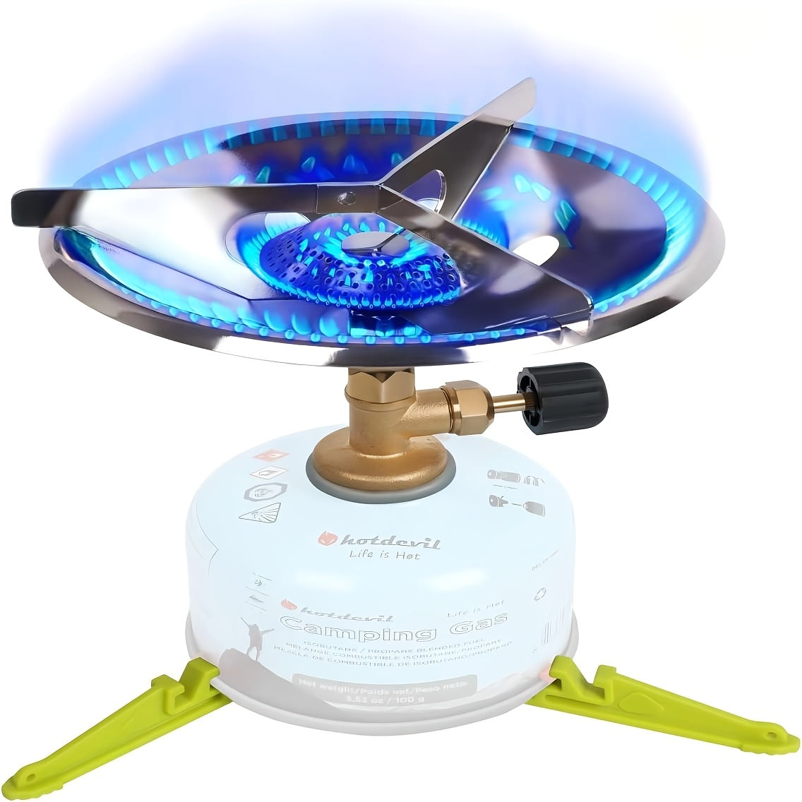 Portable Camping Stove Burner with Foldable Gas Canister Stand, Equivalent to a Bottle-Top Single Burner Camping Stove (Gas Canister Not Included)