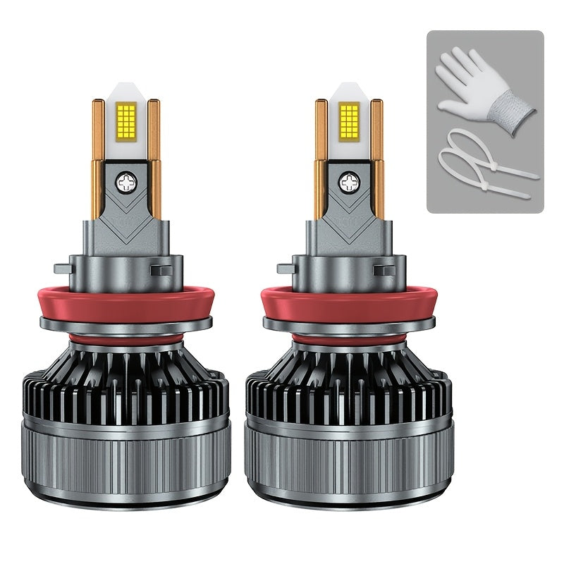 H7 H4 LED Headlight Bulbs 2-Pack, Canbus Compatible, Suitable for H1 H11 Fog Lights, Turbo Light Design, 6000K Color Temperature. Compatible with H8 H9 9005 HB3 9006 HB4 Fog Lights, for Vehicles with 12V or 24V Voltage