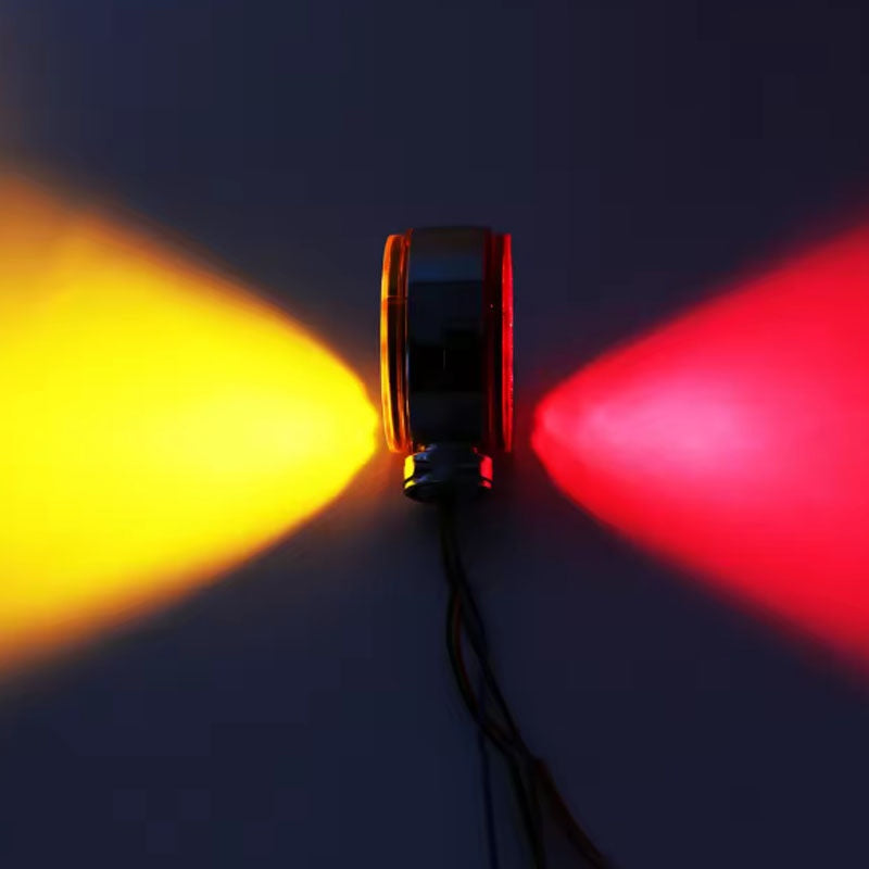 1 or 2-Pack 12V 24V LED Dual Round Light, Truck & Trailer Marker Light, Yellow & Red, Battery-Free