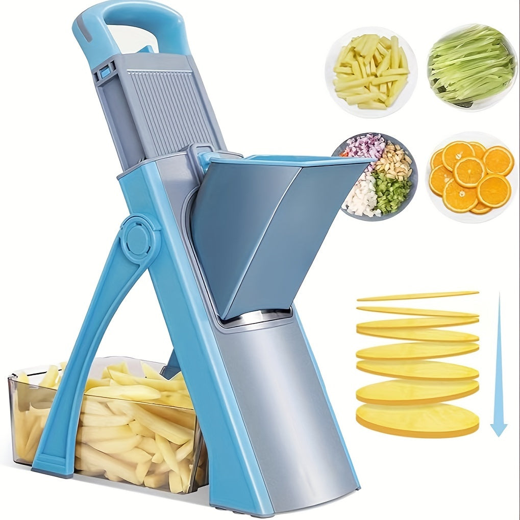 Manual Slicer with Stainless Steel Blades – Adjustable Thickness for Shredding & Dicing – Large Capacity Vegetable & Food Chopper – Rectangular Blade Design – No Electricity Required