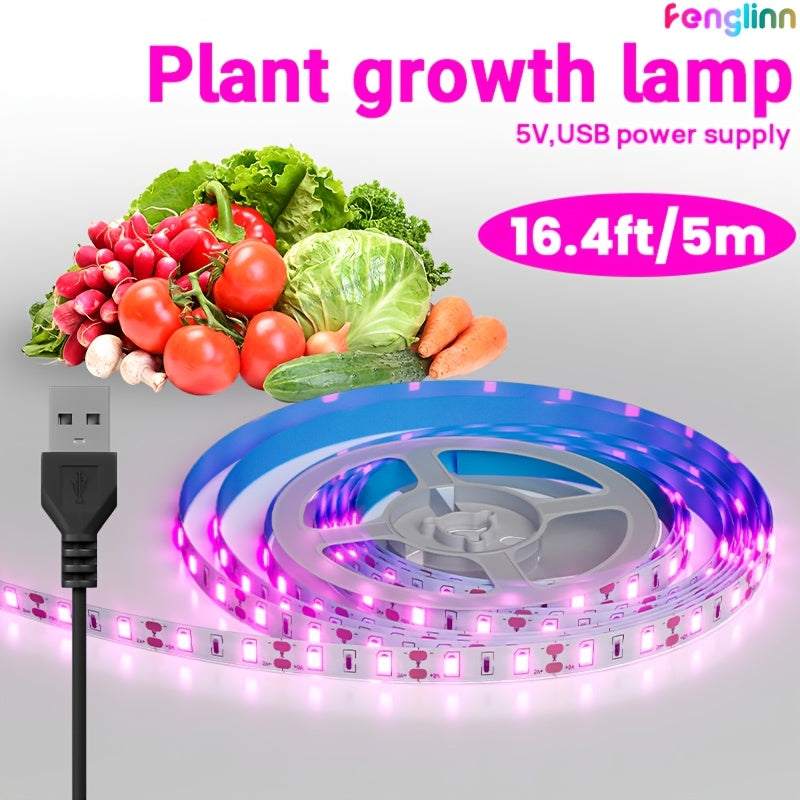 Full Spectrum LED Plant Grow Light, USB Powered UV Grow Lamp for Indoor Seedlings, Non-Greenhouse Plant Lighting