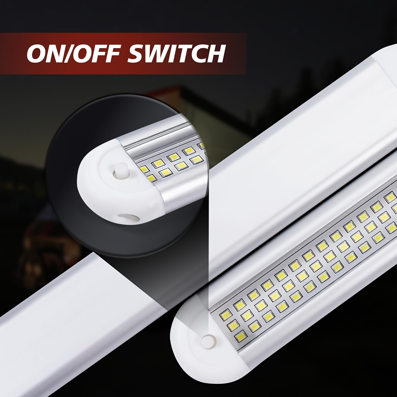 12V LED interior light bar, 120 LEDs 12 volt LED light strip, with switch, suitable for enclosed cargo trailers, cars, RVs, vans, trucks, campers, boats, caravans, motorhomes (2-pack)