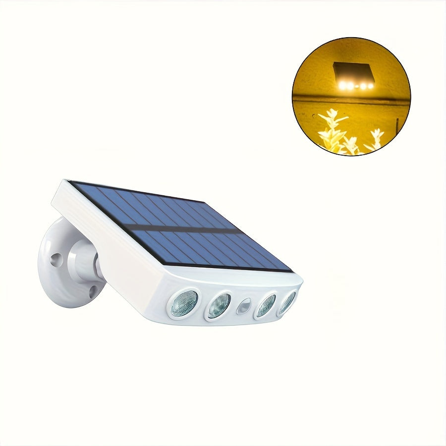 Solar Security 4 LED Light Outdoor Decorative Sensor Motion 3 Lighting Modes Street Light Built-in 18650 Lithium Battery Wall Night Working Light IP44 Solar Daylight Garden Light Super Bright Solar Security Light Garden Courtyard