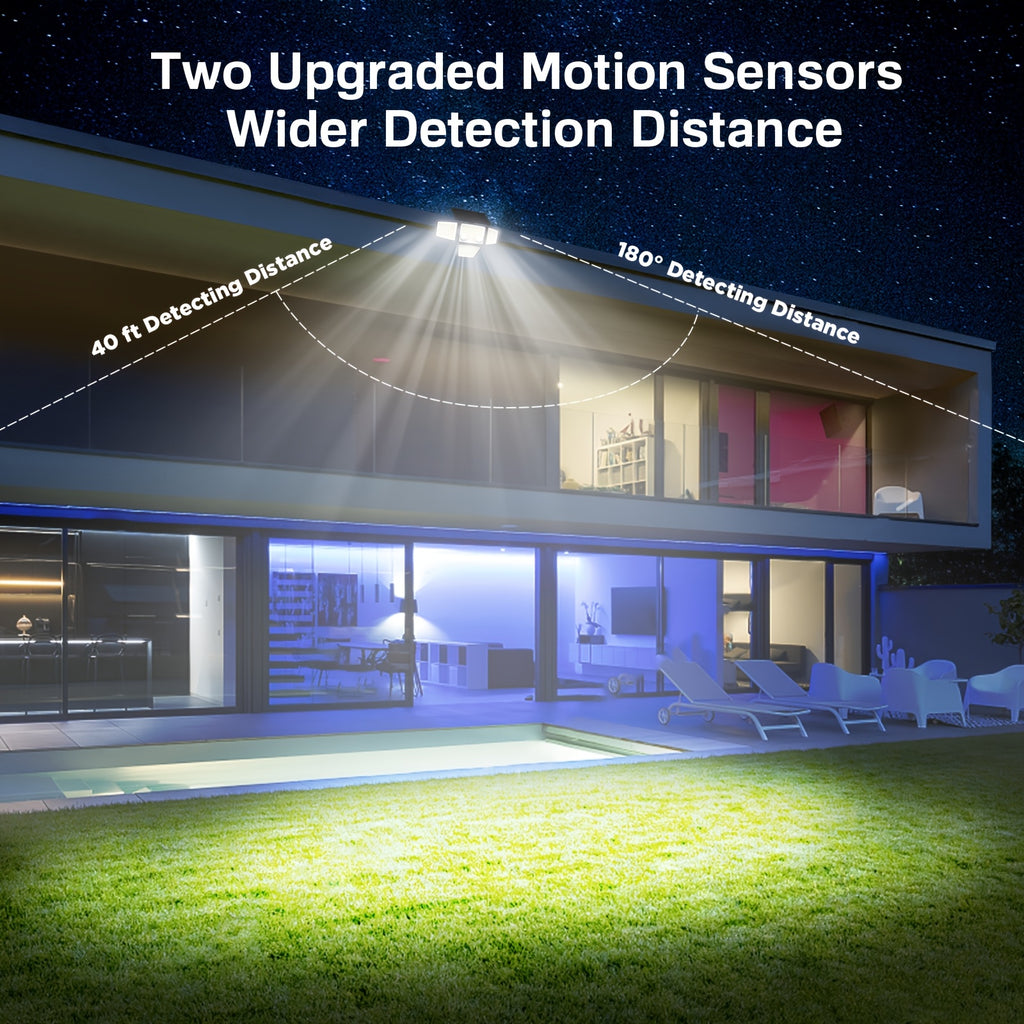 [(1/2-Piece) Solar Outdoor Light] - 3000LM 188 LED 4-Head Sensor Light, IP65 Waterproof, Solar Flood Security Light, Suitable for Backyard, Patio, Garden