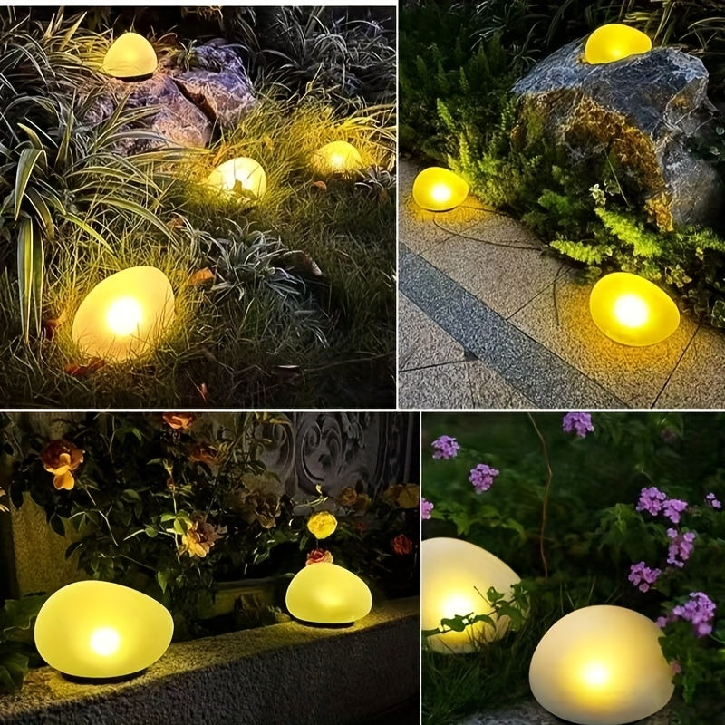 Solar Artificial Stone Light, Indoor & Outdoor Dual-Use Simulation Lighting, Auto On/Off No Wiring Required, Spherical LED Ambient Light, Courtyard Pathway Patio Tabletop Decorative Lighting