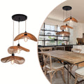 Enkerr three-light hand-woven bamboo rattan pendant light - modern bohemian style height-adjustable hanging lamp, natural wood grain finish, E26 base (bulb not included), dimmer compatible, suitable for farmhouse, bedroom, living room