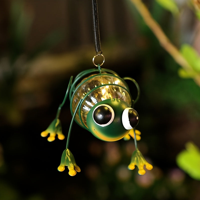 Cute Solar Frog Hanging Light | Garden Decorative Pendant Lamp | Outdoor Courtyard Night Glow Lighting | Ideal Gift for Children's Holidays