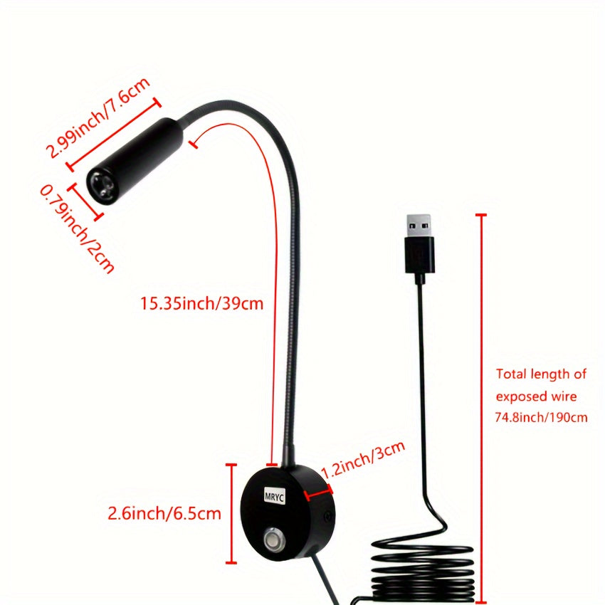 LED flexible gooseneck wall-mounted reading light, touch switch, 3 color options and dimmable illumination, suitable for desk or bedside, study light, workspace lighting, adjustable lamp, minimalist lamp, sturdy material
