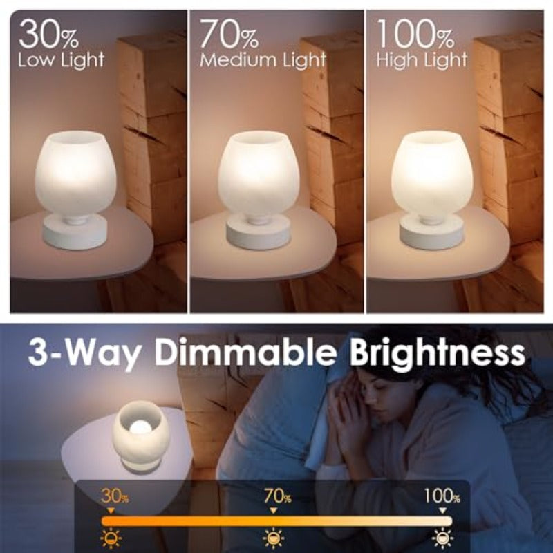 Touch bedside lamp - modern small bedroom bedside lamp, 3-level dimmable table lamp, with white opal glass lampshade, night light for room decoration, minimalist design gift, warm white bulb included