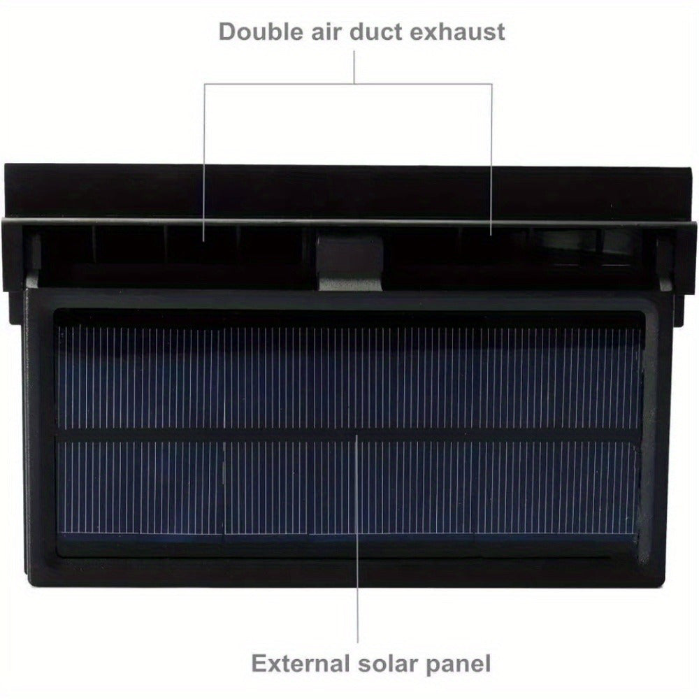 Solar Powered Universal Car Window Fan, Odor Eliminator (Black)