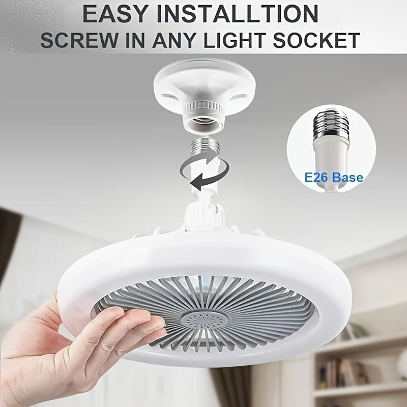 10 Inch LED 360° Rotating Ceiling Fan Light with Remote Control, 3 Color Modes &amp; 3 Speed Levels, E27/E27 Base Easy Installation, 4 Modern Designs, Ideal for Bedside Use