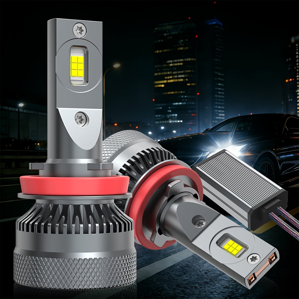 2-Pack LED Car Headlights, 12V-24V, Compatible with H11/H7/H4/H1, 9005/9006/9012 - 6500K Cool White Light, 43800 Lumens, High/Low Beam, Suitable for Various Environments, No Battery Needed, 6570 CSP Chip