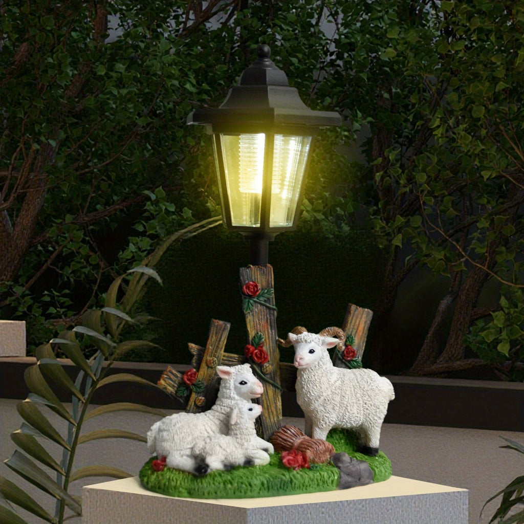OTDECOR 1-Piece Solar Sheep Family of Three Outdoor Statue Light, IPX4 Solar Sheep Family of Three Decoration, Suitable for Outdoor Courtyard Decoration, Lawn Decoration, Garden Decoration, Path Decoration