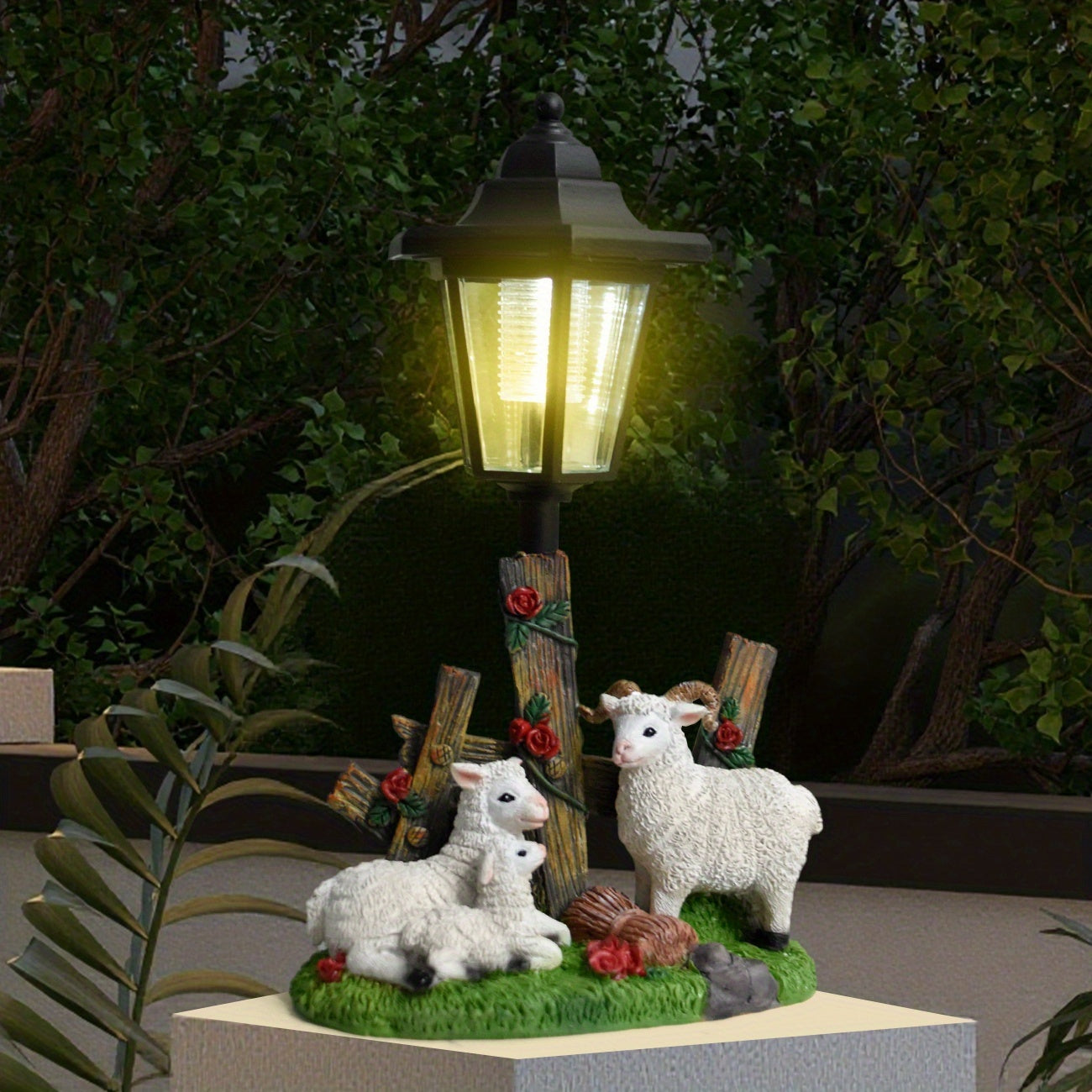 OTDECOR 1-Piece Solar Sheep Family of Three Outdoor Statue Light, IPX4 Solar Sheep Family of Three Decoration, Suitable for Outdoor Courtyard Decoration, Lawn Decoration, Garden Decoration, Path Decoration