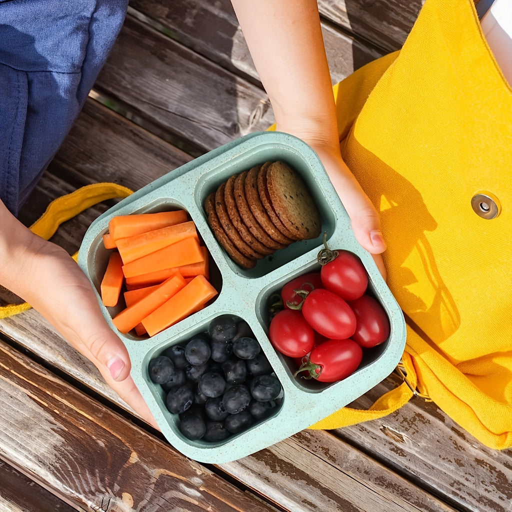 2-Piece Bento Box Set with Lids, 4-Compartment Meal Prep Container – Perfect for Meal Prep, Camping, Office – Microwave & Dishwasher Safe (4 Colors Available) – Back-to-School Lunch Box